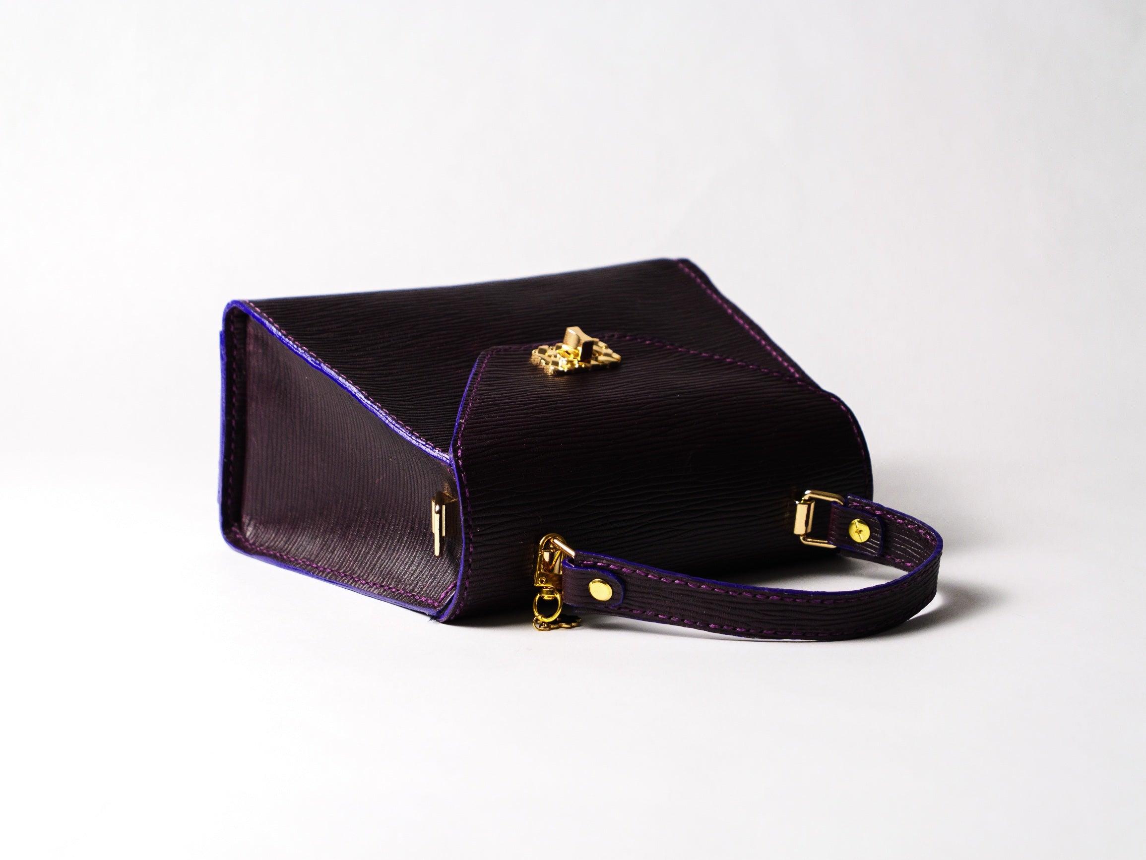 Small Dark Purple Epi Leather Purse