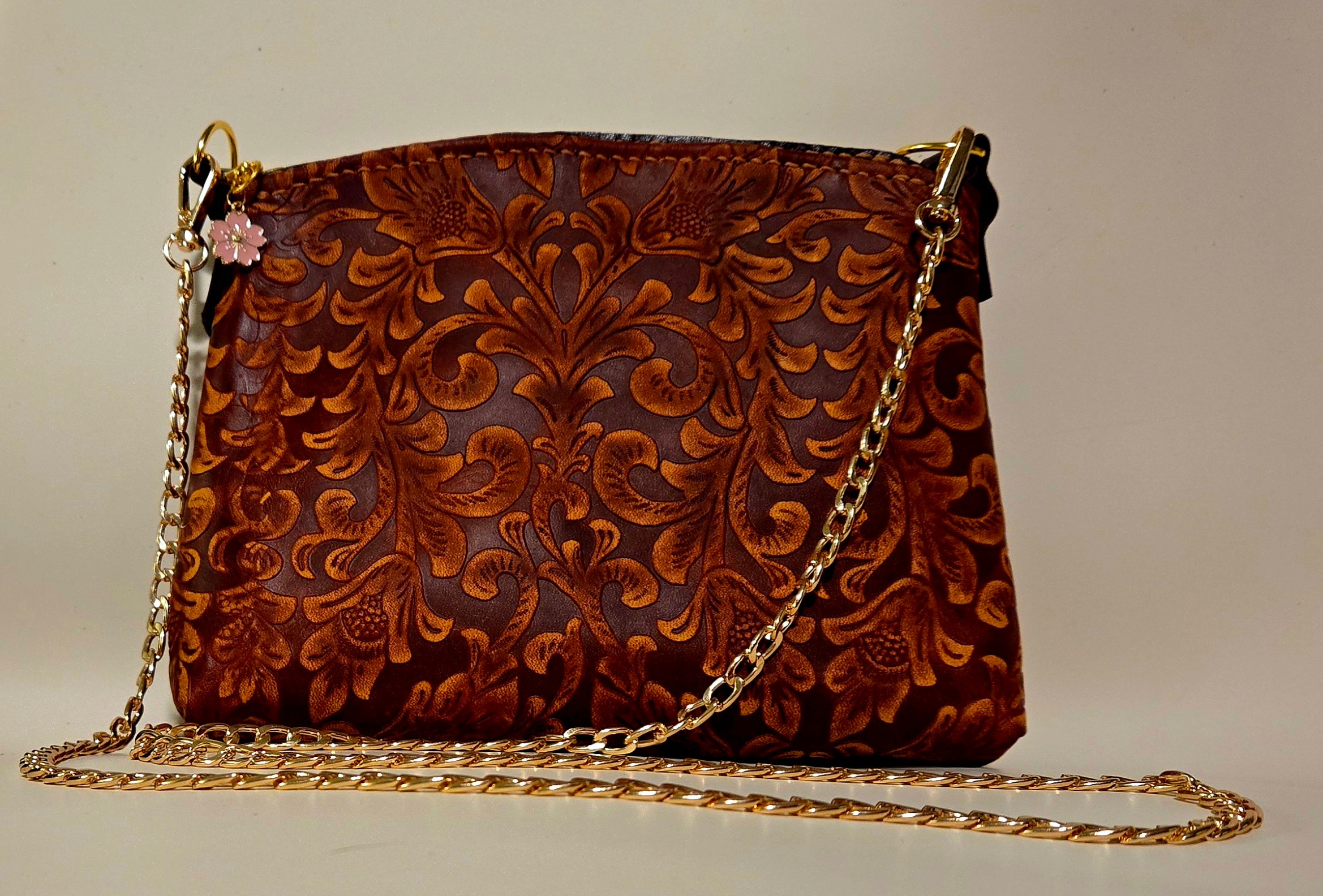 Embossed Floral Leather Crossbody Bag #2