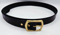 Black Leather Belt With Brass Hardware