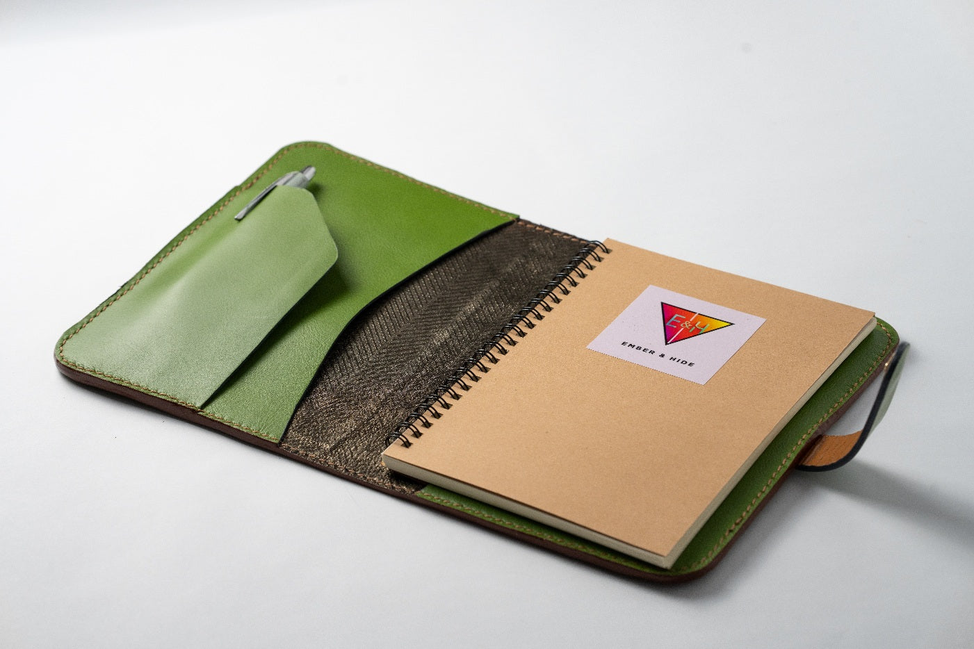 Luxurious Green Leather Portfolio / Notebook