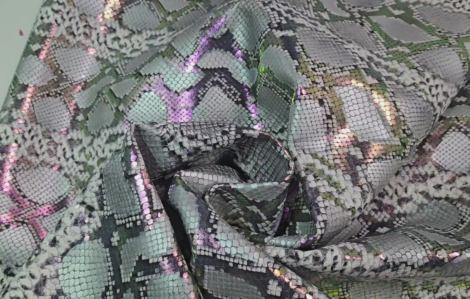 Rainbow Iridescent Python Print 2 Oz Calf Leather