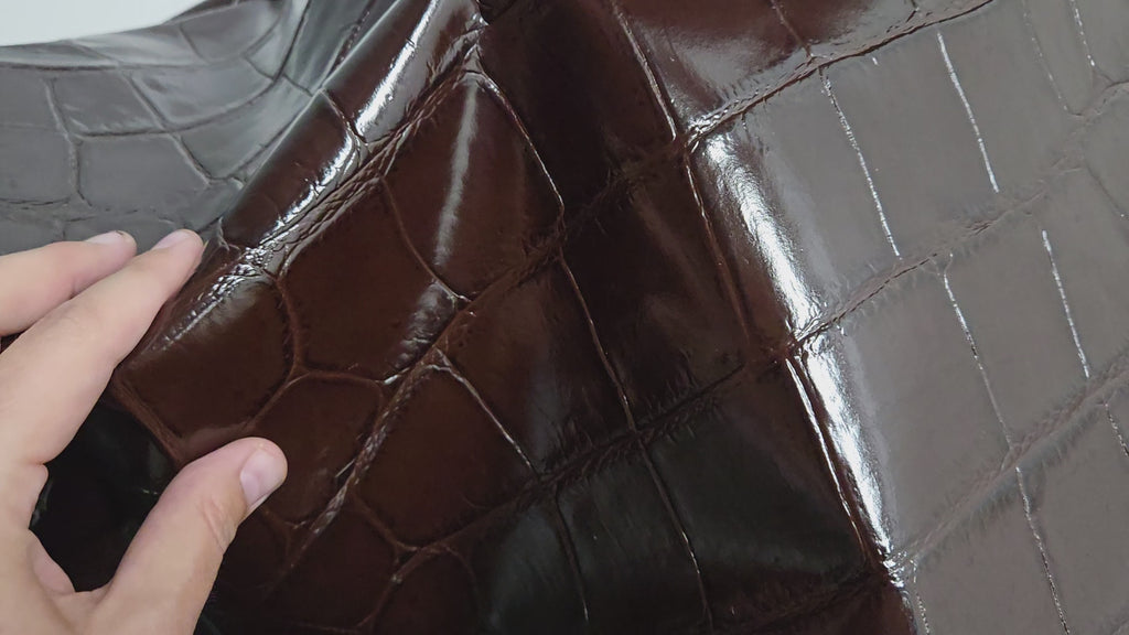 Brown Crocodile Embossed 2 Oz Leather Quarter Hides (8 Square Feet)