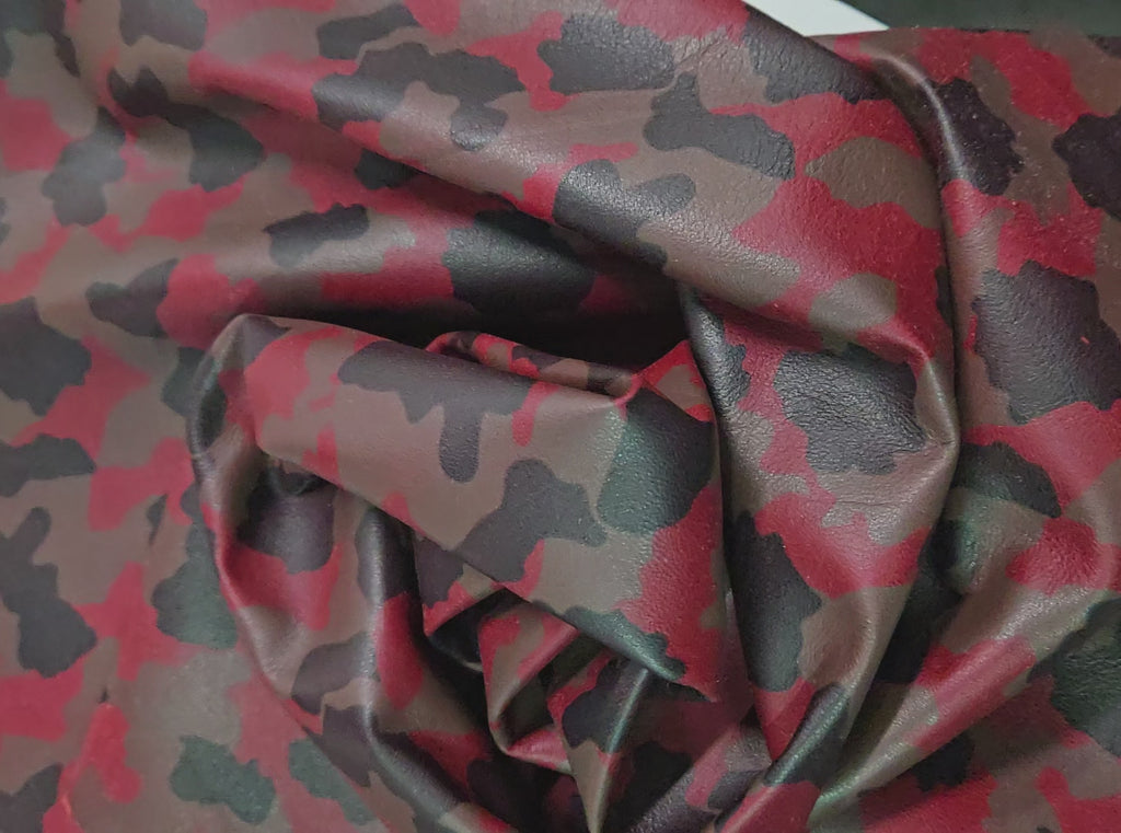 Red Camouflage 1.5 Oz Leather Lambskins (7 - 8 Square Feet)