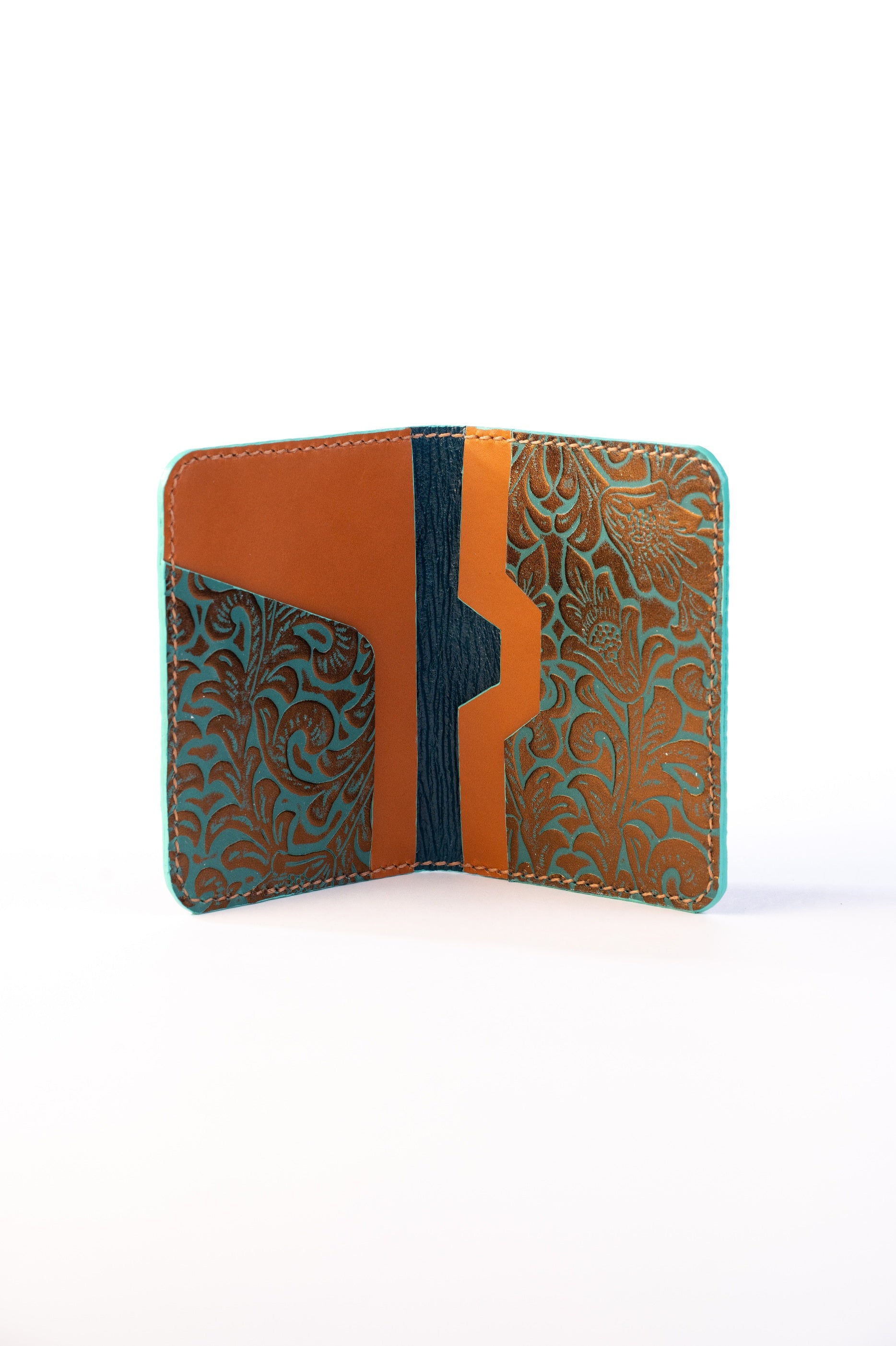 Embossed Turquoise and Bronze Passport Wallet