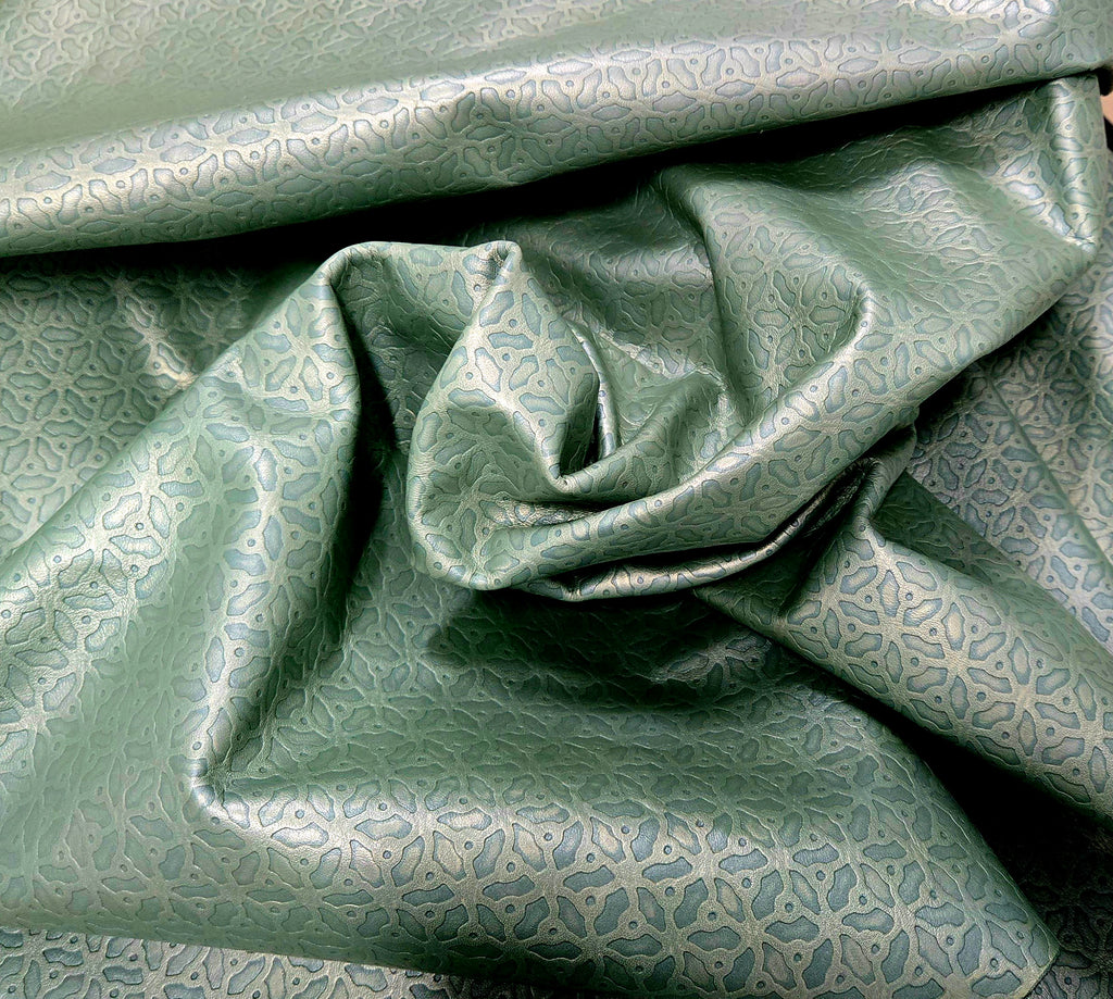 Eucalyptus Green Embossed 3 Oz Leather Hides