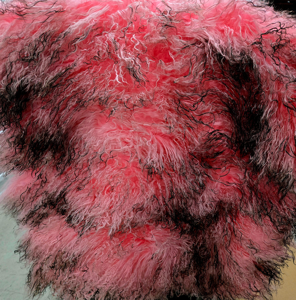 Pink and Black Tipped Mongolian / Tibetan Lamb Panels 4' x 2'
