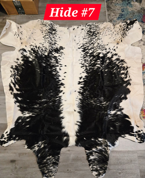 Black and White Speckled 3 Oz Leather Hair On Cowhide #7 (30 Square Feet)