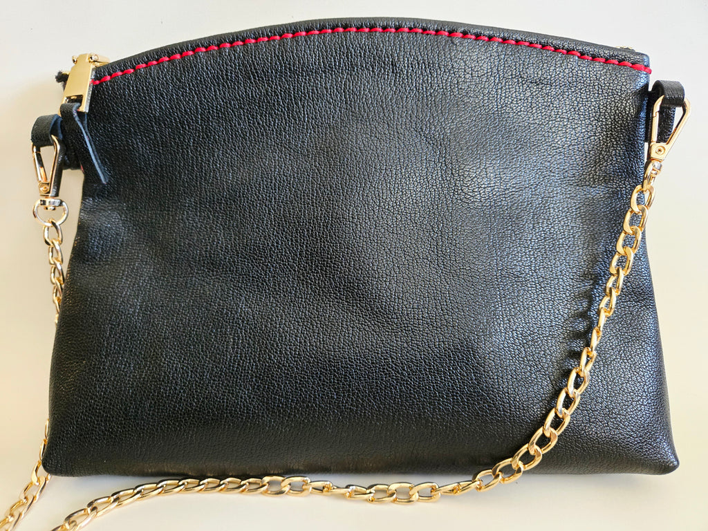 Black Goat Leather Crossbody Bag