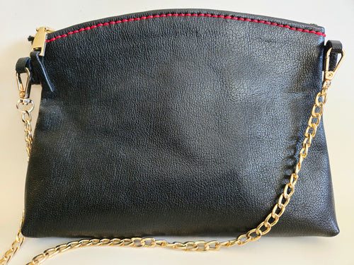 Black Goat Leather Crossbody Bag