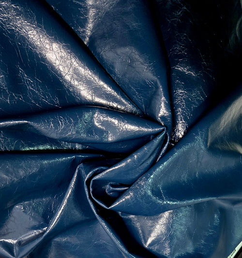 Air Force Blue Crackled Effect 2 Oz Leather Lambskins (6 - 7 Square Feet)
