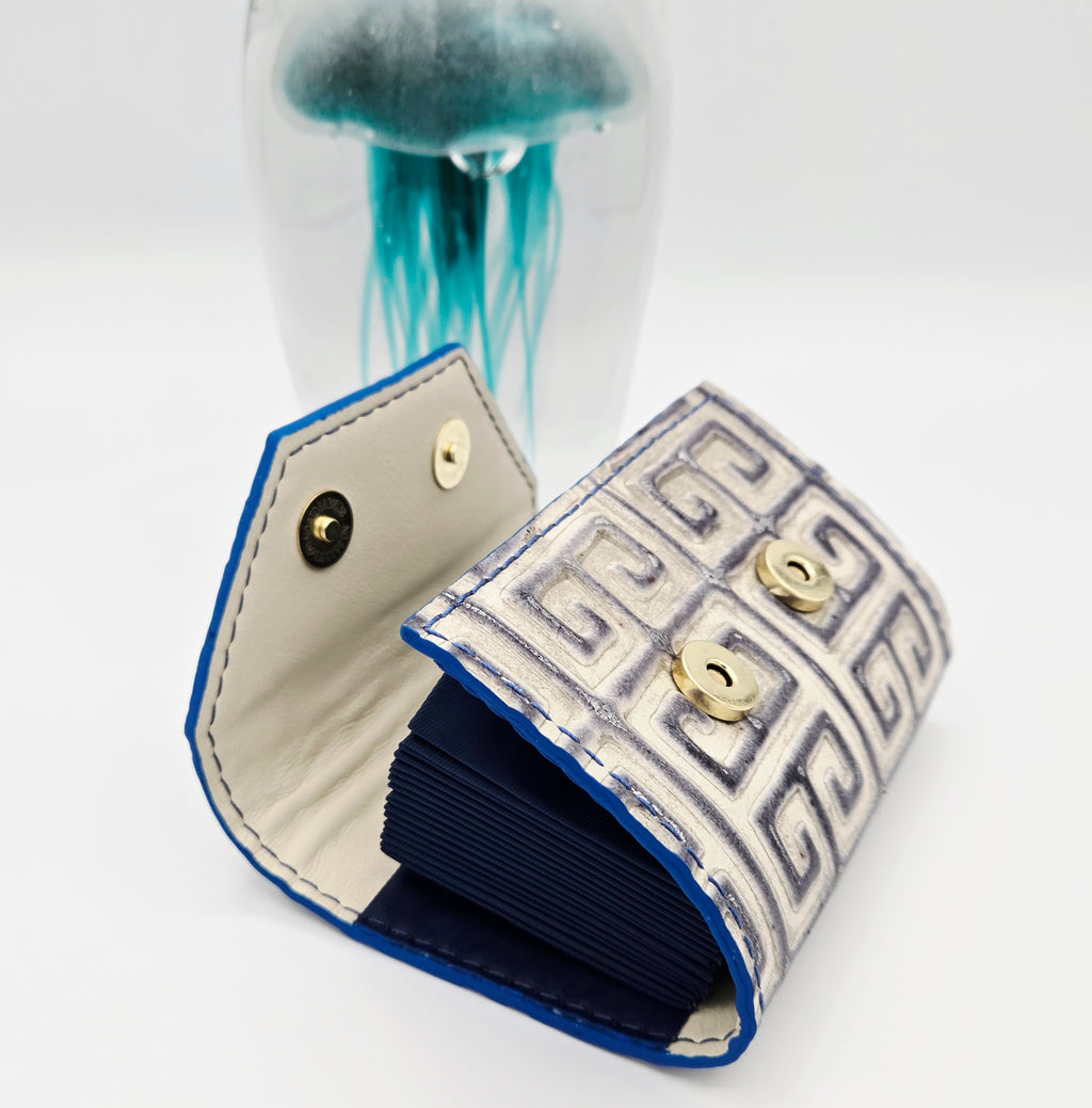 Greek Key and Italian Caviar Leather RFID Wallets and Card Holders