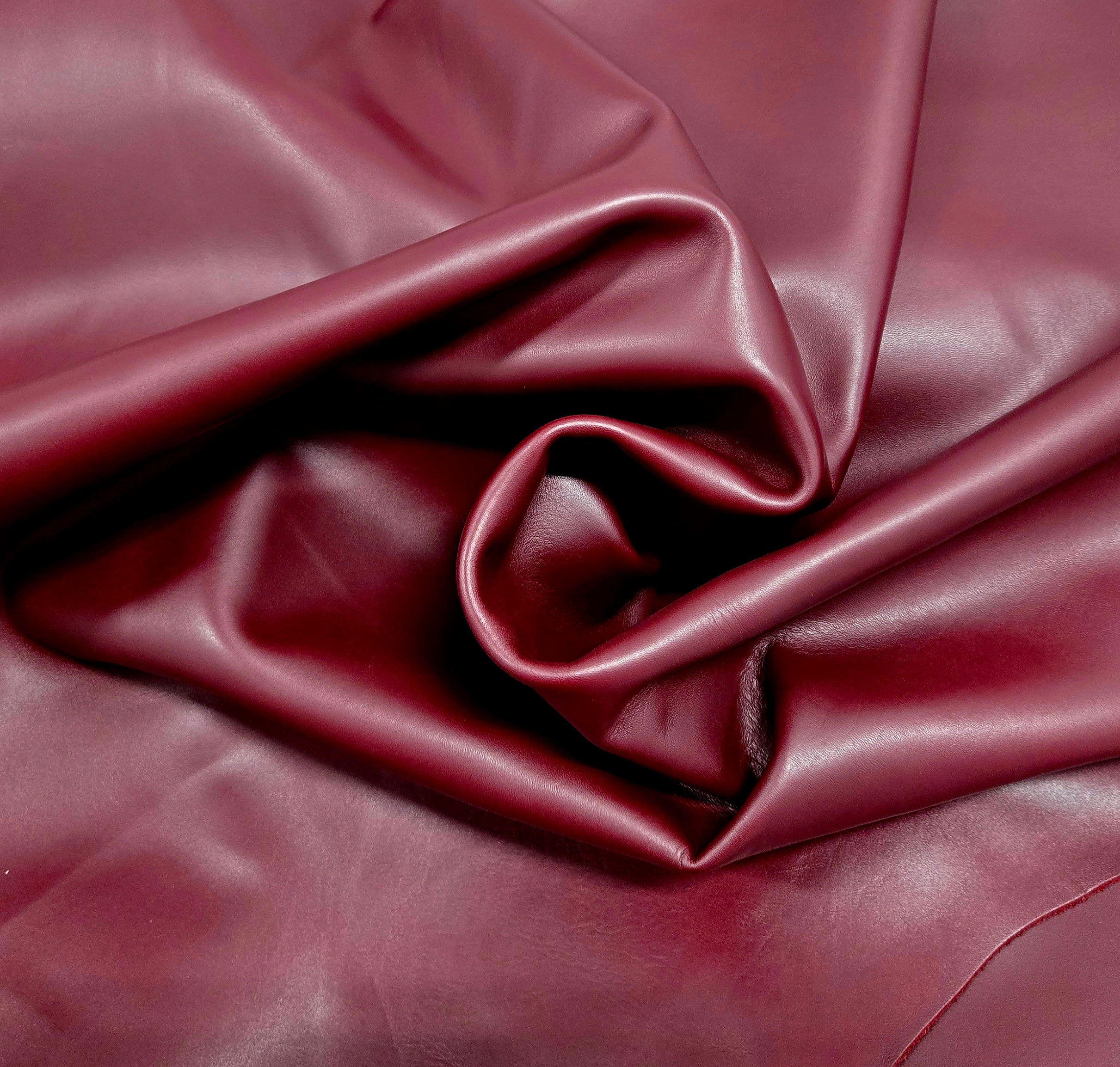 Gucci Job Lot Burgundy Red Box Calf 3 - 4 Oz Leather Quarter Hides (9 - 10 Square Feet)
