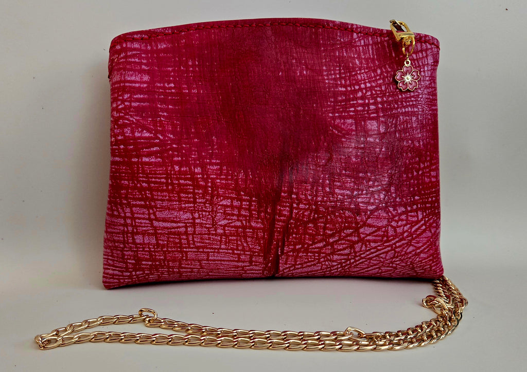 Crackled Red Leather Crossbody Bag