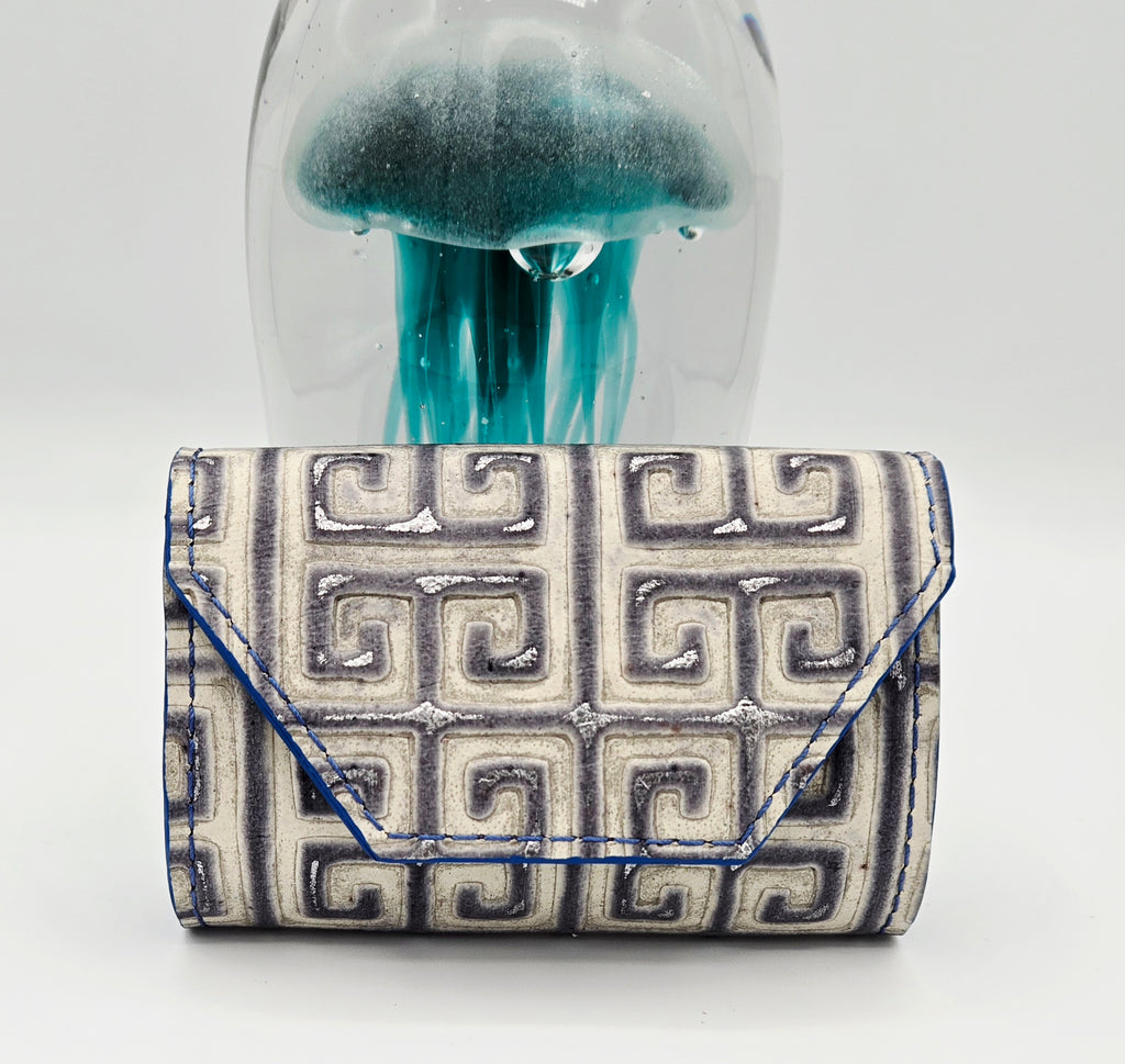 Greek Key and Italian Caviar Leather RFID Wallets and Card Holders