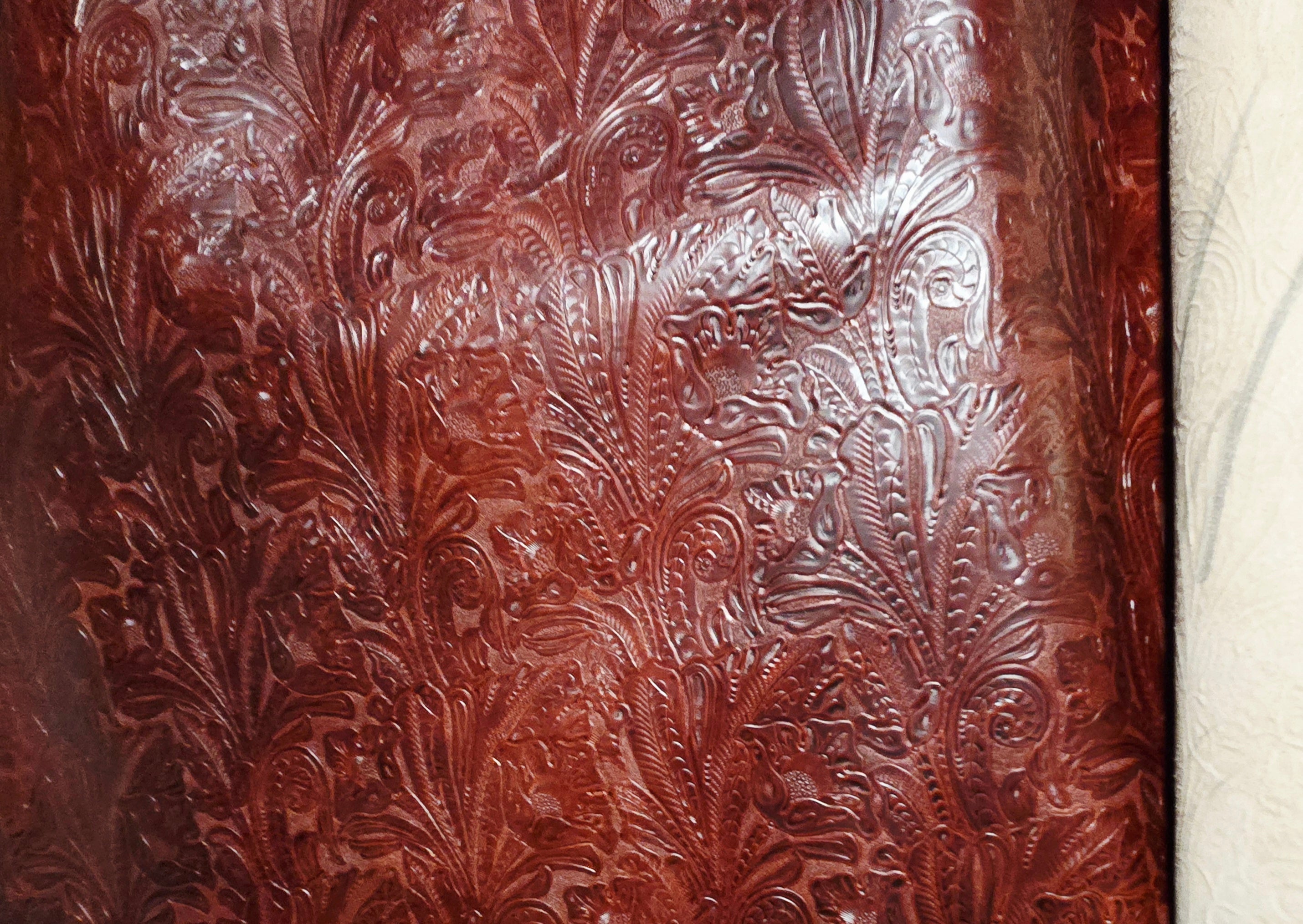 Mahogany Reddish Brown Western Embossed Floral 2.5 Oz - 3.5 Oz Leather