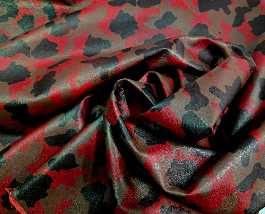 Red Camouflage 1.5 Oz Leather Lambskins (7 - 8 Square Feet)