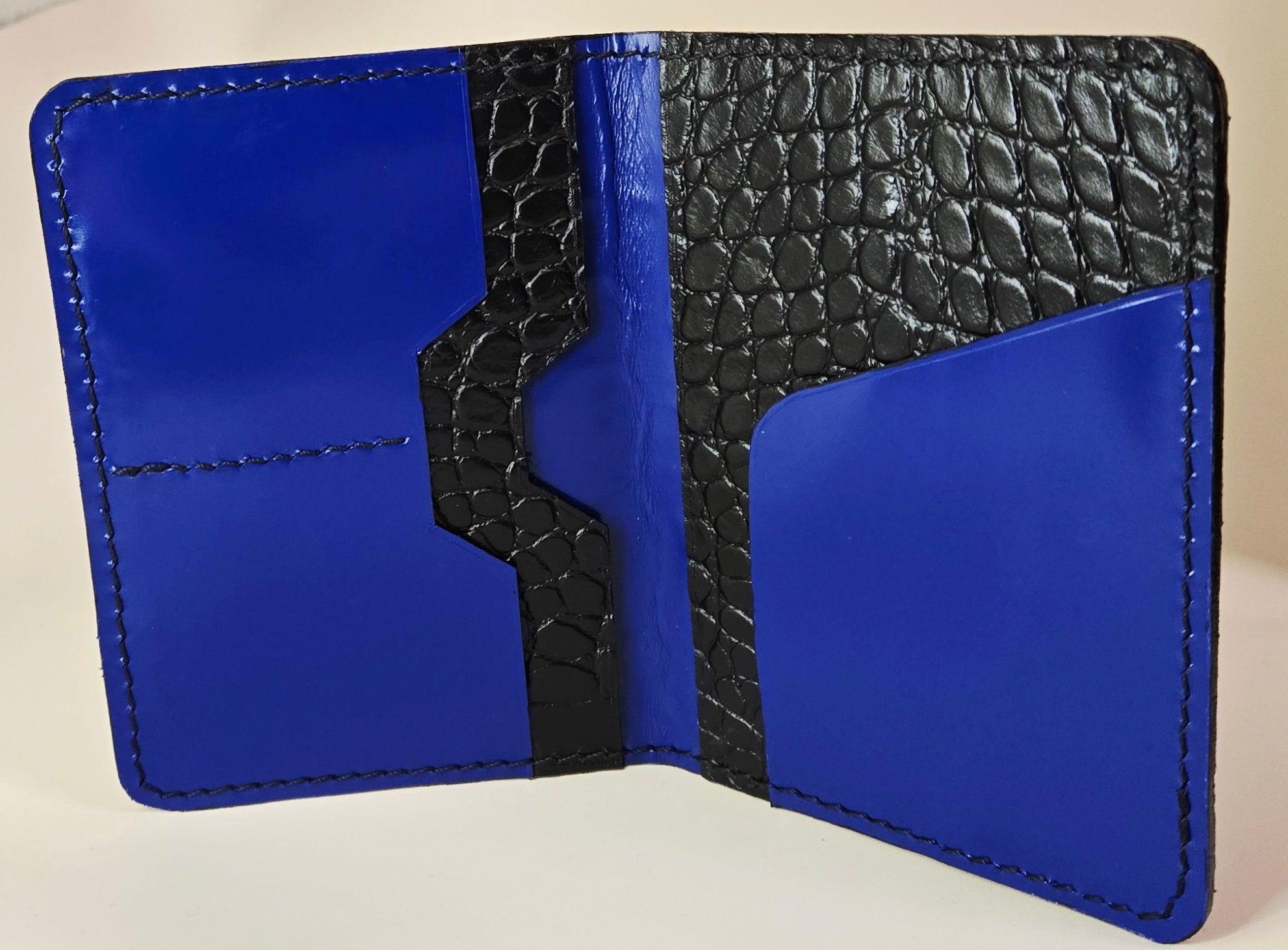 Cobalt Blue and Embossed Crocodile Passport Wallet