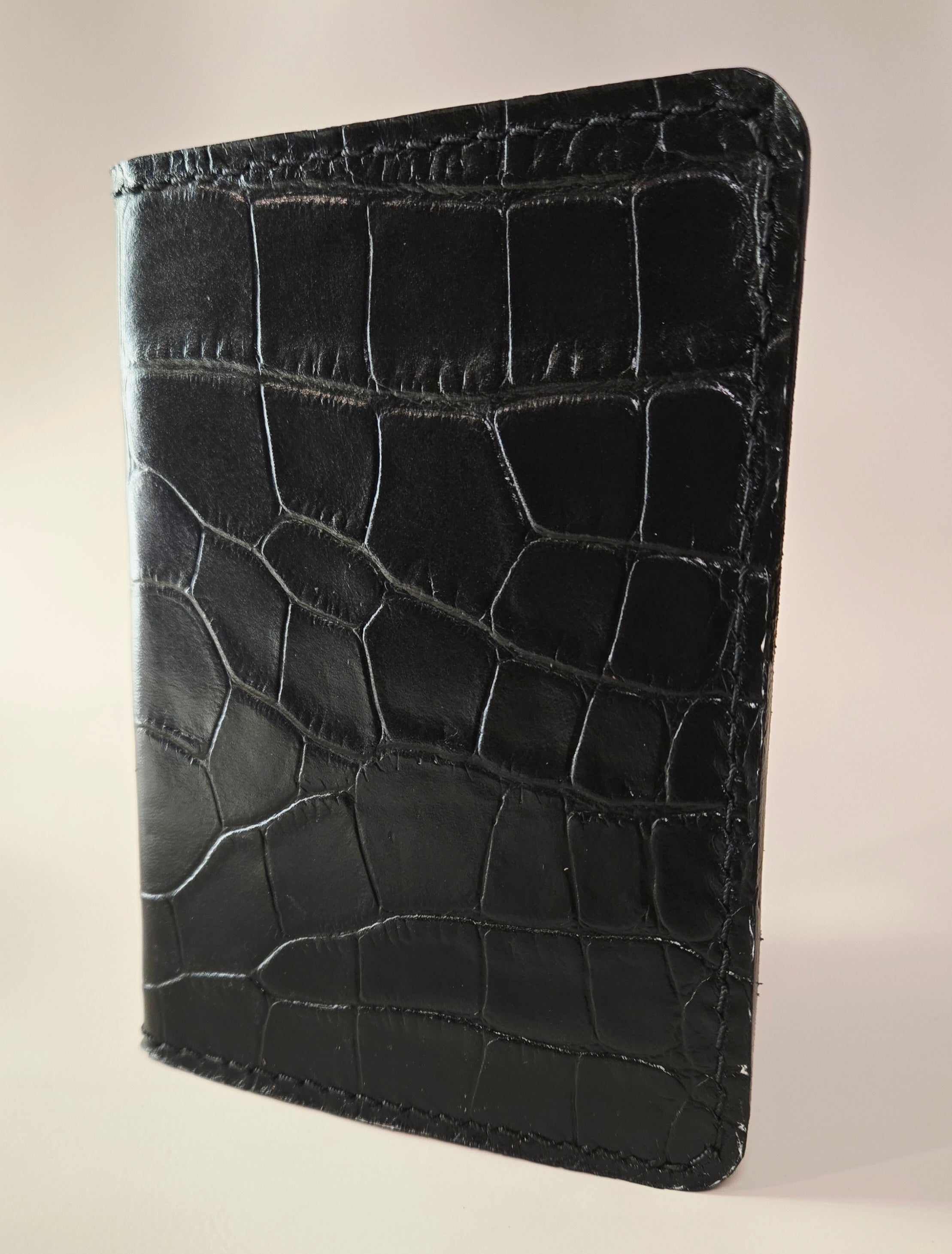 Cobalt Blue and Embossed Crocodile Passport Wallet