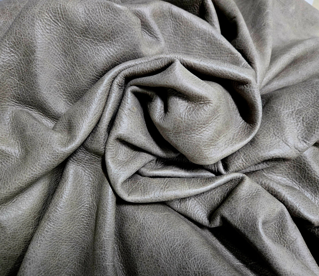 Vintage Gray Crackled Effect 3.5 - 4 Oz Leather Quarter Hides (11 - 12 Square Feet)