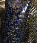 Black, Blue, and Gold Crocodile Embossed 2.5 - 3 Oz Leather