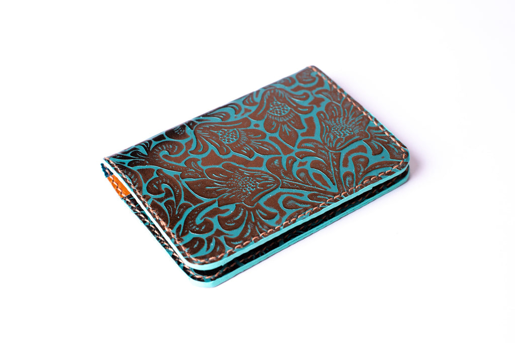 Embossed Turquoise and Bronze Passport Wallet