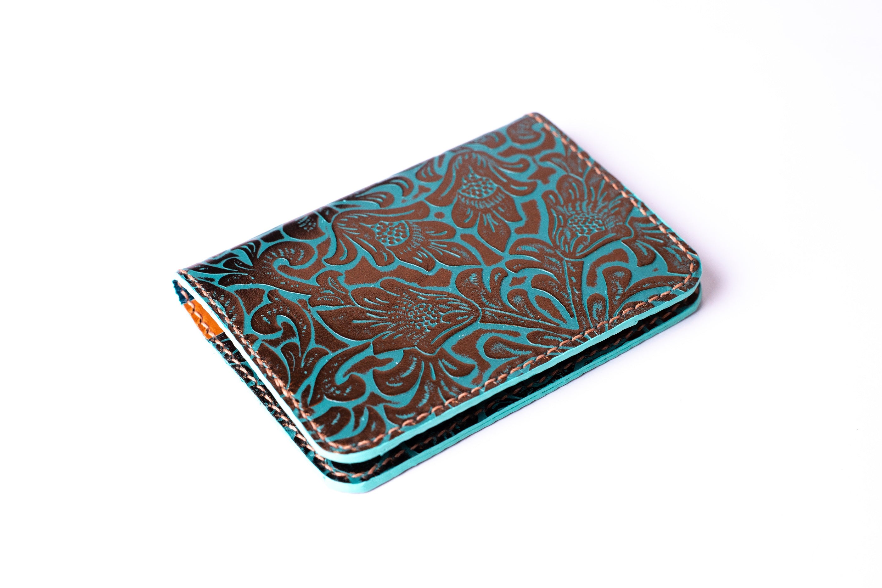 Embossed Turquoise and Bronze Passport Wallet