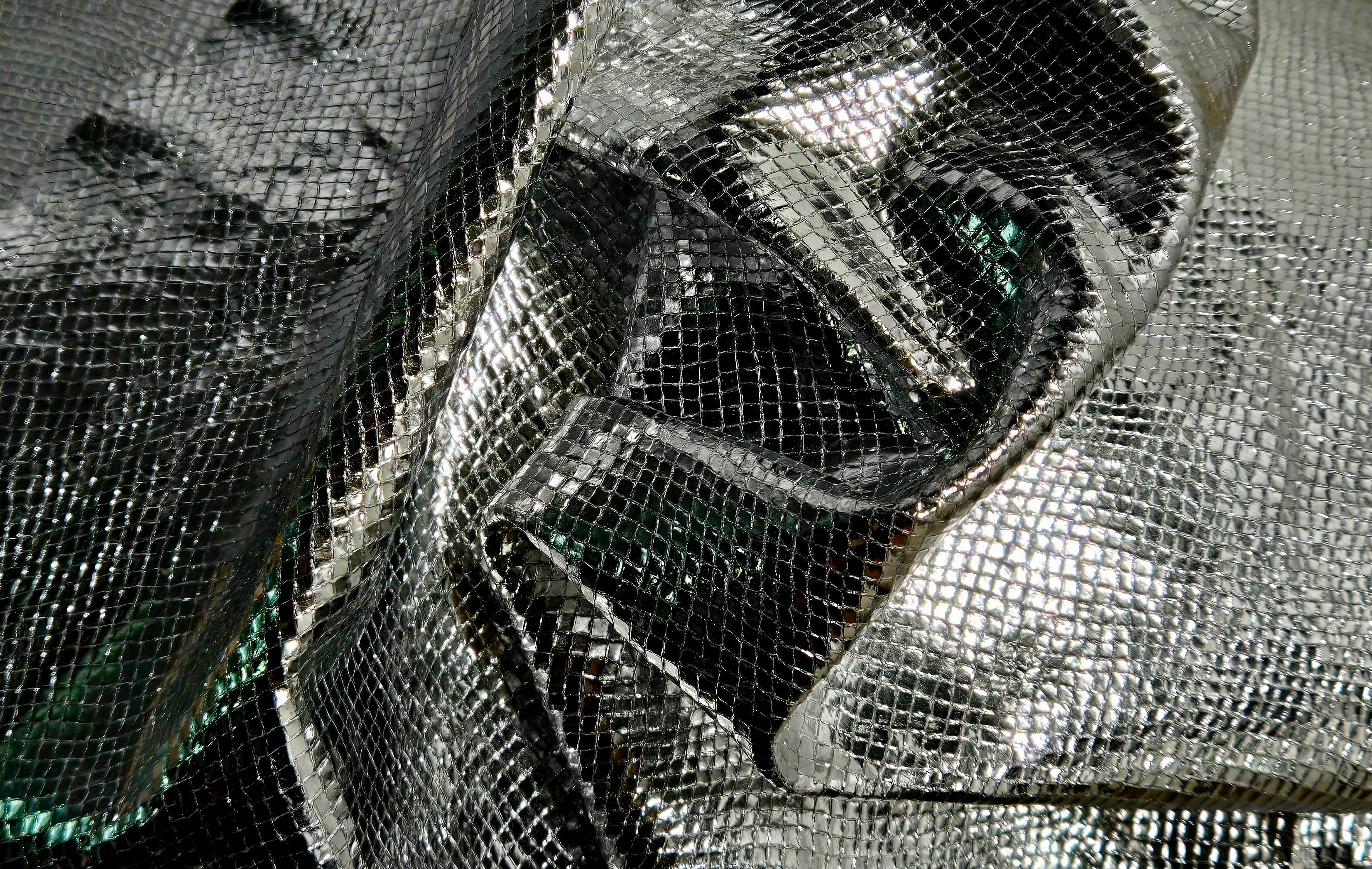 Metallic Silver Snake Pattern 1.25 Oz Leather Lambskins (3 - 4 Square Feet)