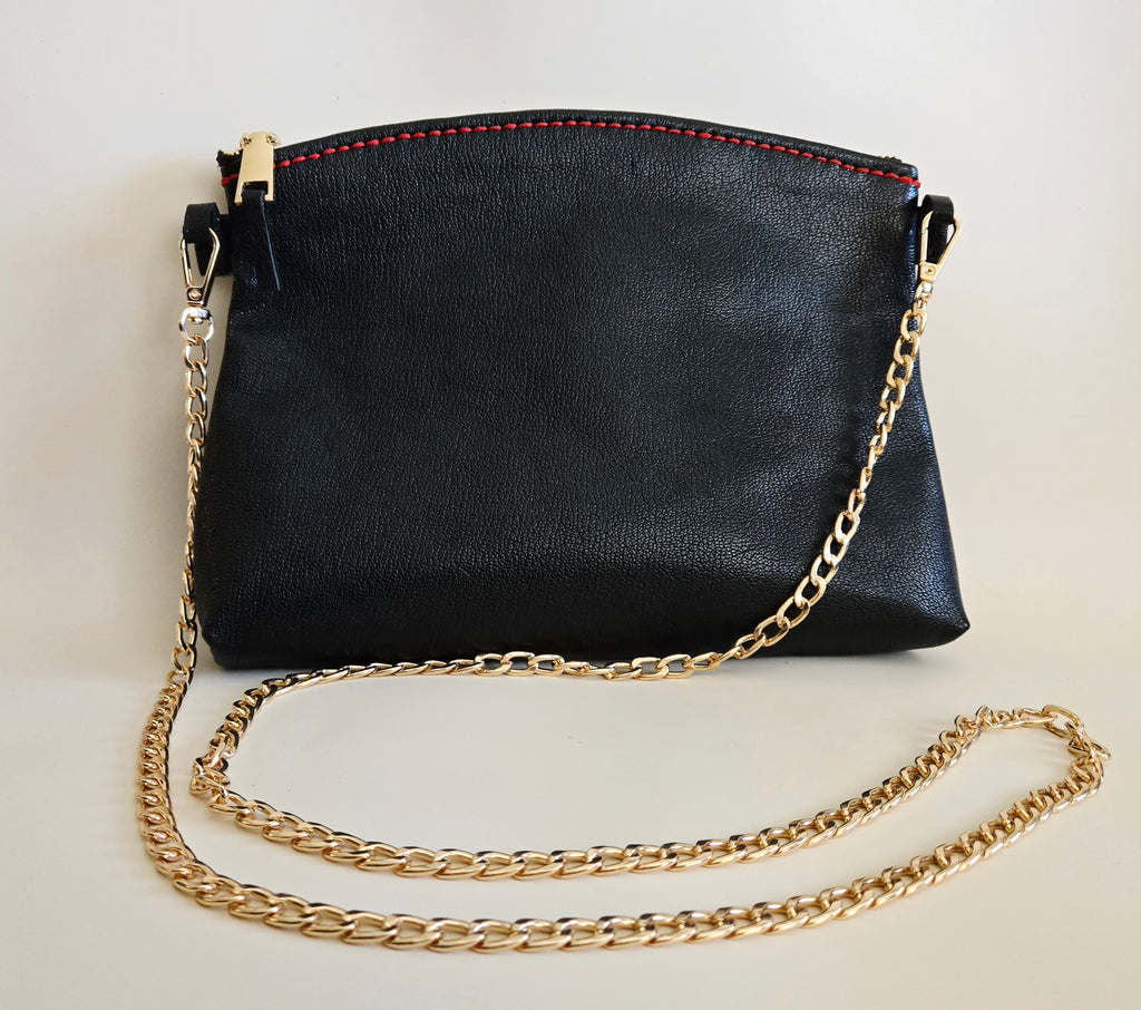 Black Goat Leather Crossbody Bag
