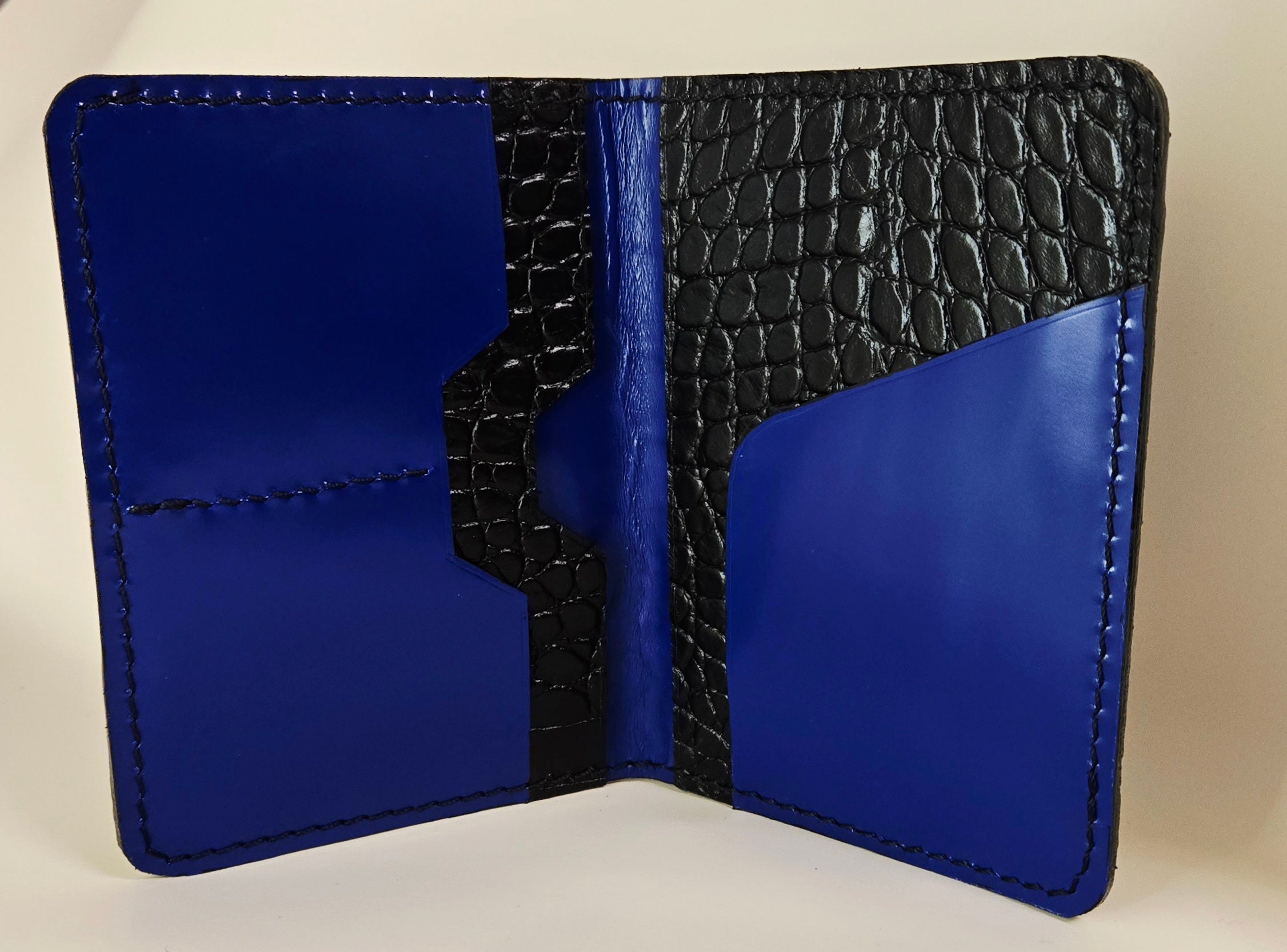Cobalt Blue and Embossed Crocodile Passport Wallet