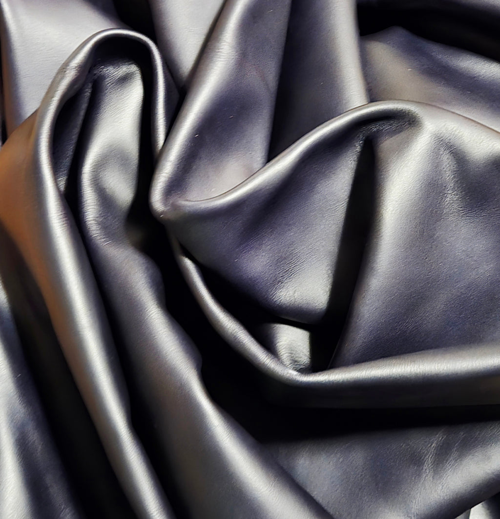 Midnight Ocean Black / Blue 3.5 - 4 Oz Leather Quarter Hides (11 - 12 Square Feet)