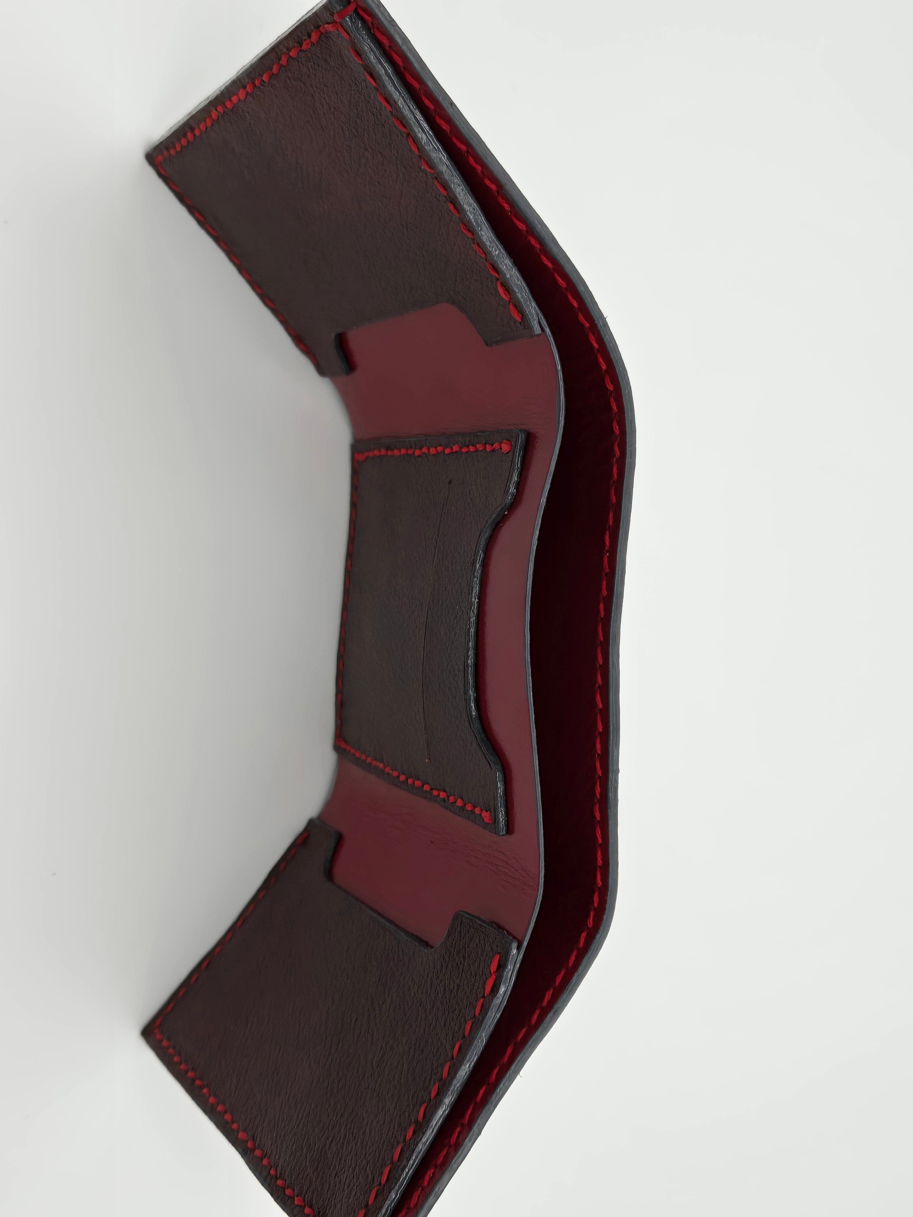 Red and Brown Trifold Leather Wallet