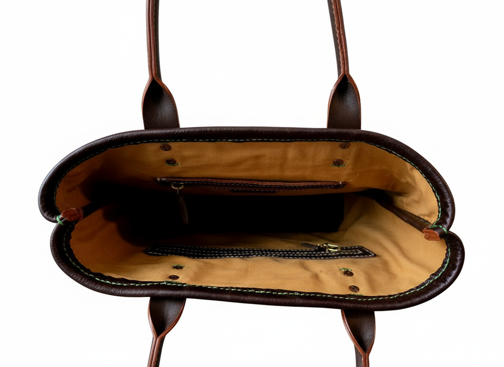 Forest Green Leather Tote Bag