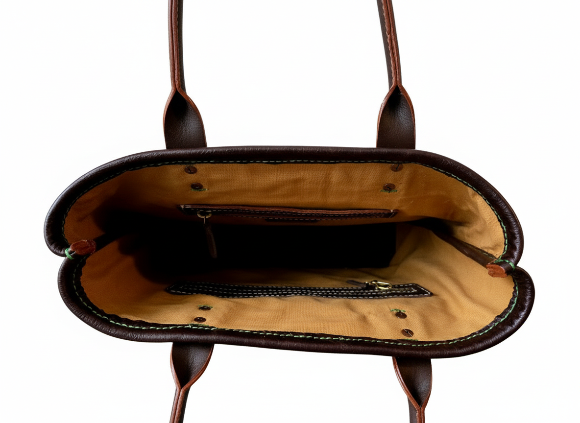 Forest Green Leather Tote Bag