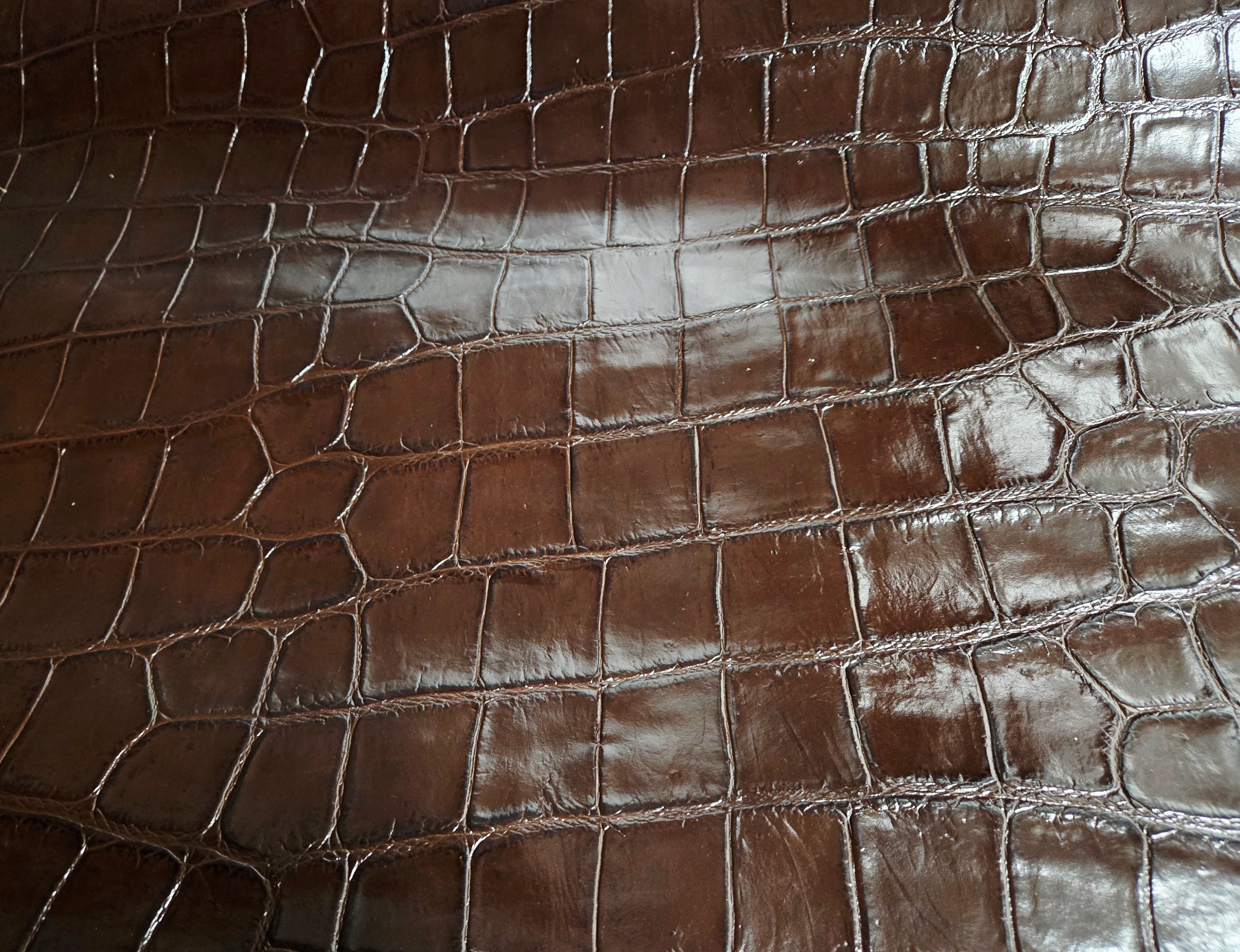 Brown Crocodile Embossed 2 Oz Leather Quarter Hides (8 Square Feet)